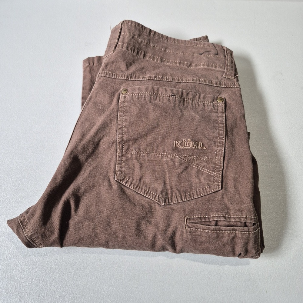 Kuhl Pants Mens 34x32 Brown Kanvus Jean Hiking Stretch Canvas Hiking Utility